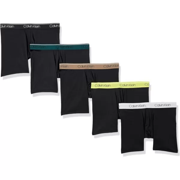 Calvin Klein Mens Micro Stretch 5Pack Boxer BriefBlack Bodies W Ponderosa Pine Galaxy Grey Black Kewl Lime Natural Grey