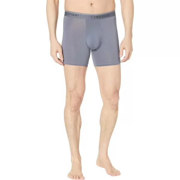 Calvin Klein Mens Microfiber Stretch 3Pack Boxer Brief3 Asphalt Grey Mudstone Acid Orange