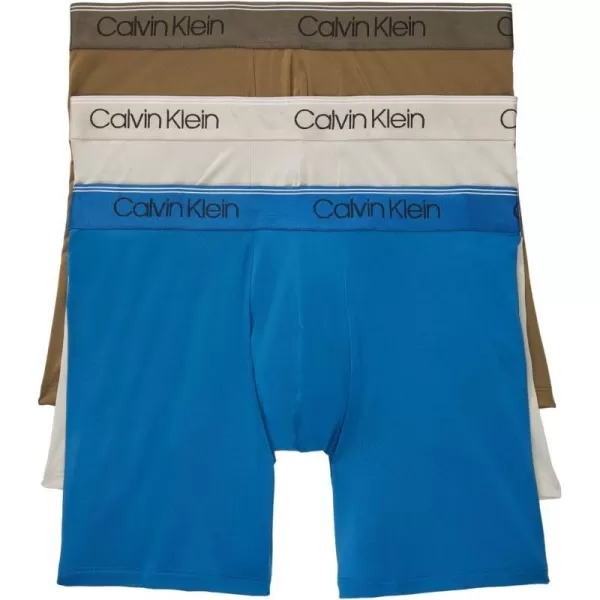 Calvin Klein Mens Microfiber Stretch 3Pack Boxer Brief3 Polaris Blue Aspen Dove