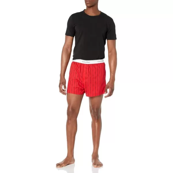 Calvin Klein Mens Modern Cotton Holiday TShirt and Boxer SetBlack Top Linear Stripe Logo Exact Bottom