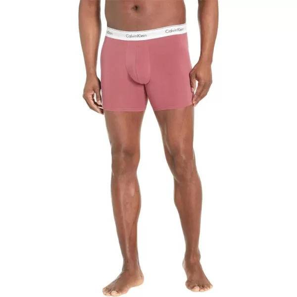 Calvin Klein Mens Modern Cotton Stretch 3Pack Boxer BriefGrey Heather Silver Springs Raspberry Blush