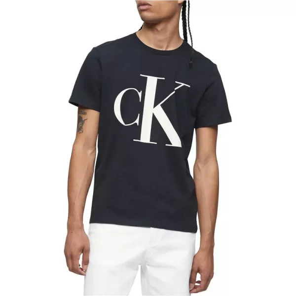 Calvin Klein Mens Monogram Ck Jeans Crewneck TShirtBlack Beauty