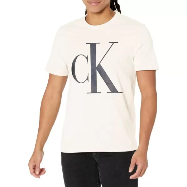 Calvin Klein Mens Monogram Ck Jeans Crewneck TShirtEgret