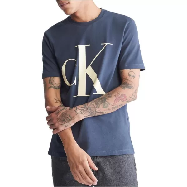 Calvin Klein Mens Monogram Ck Jeans Crewneck TShirtInk