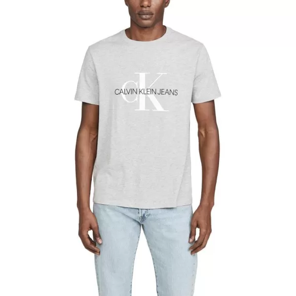 Calvin Klein Mens Monogram Ck Jeans Crewneck TShirtLight Grey Heather Ck Jeans