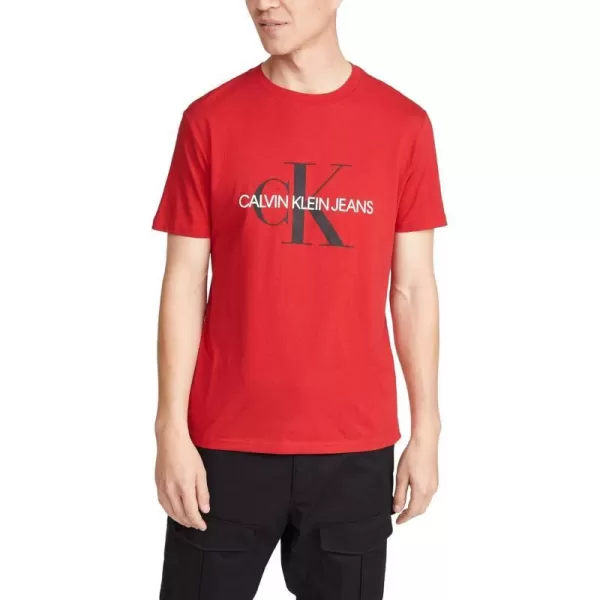 Calvin Klein Mens Monogram Ck Jeans Crewneck TShirtTango Red Unbox