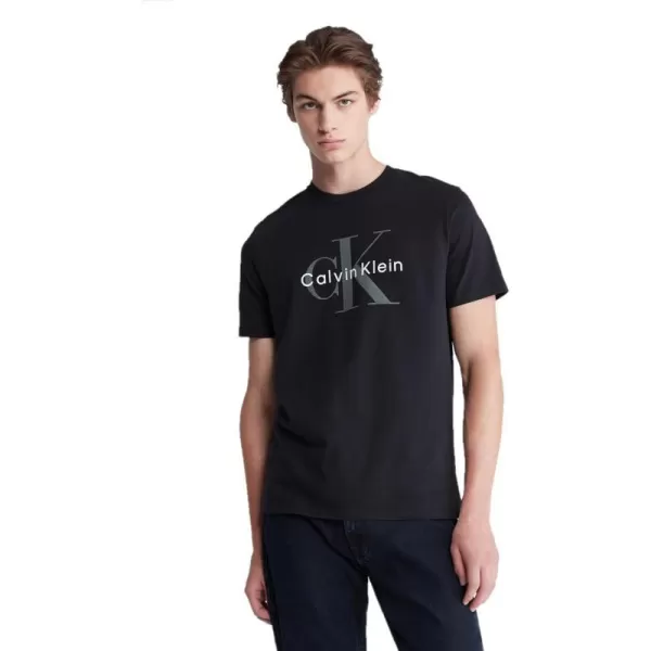 Calvin Klein Mens Monogram Logo Crewneck TShirtBlack Beauty