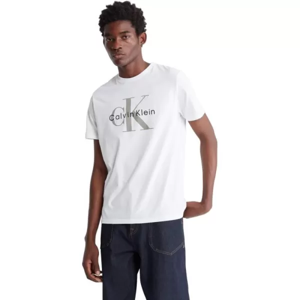 Calvin Klein Mens Monogram Logo Crewneck TShirtBrilliant White