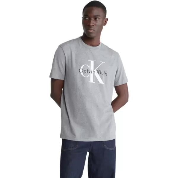 Calvin Klein Mens Monogram Logo Crewneck TShirtMedium Grey Hea