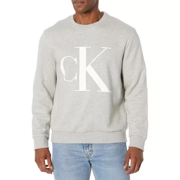 Calvin Klein Mens Monogram Logo Fleece Crewneck SweatshirtHeroic Grey Heather