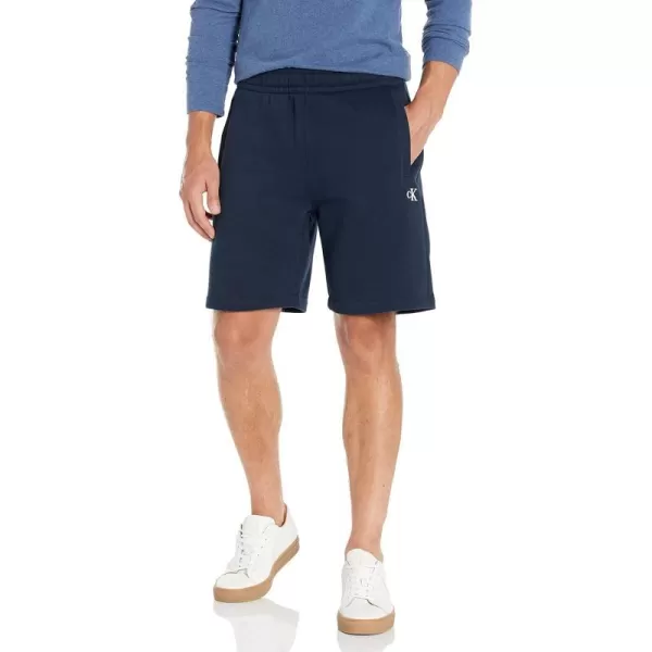 Calvin Klein Mens Monogram Logo Fleece ShortsInk