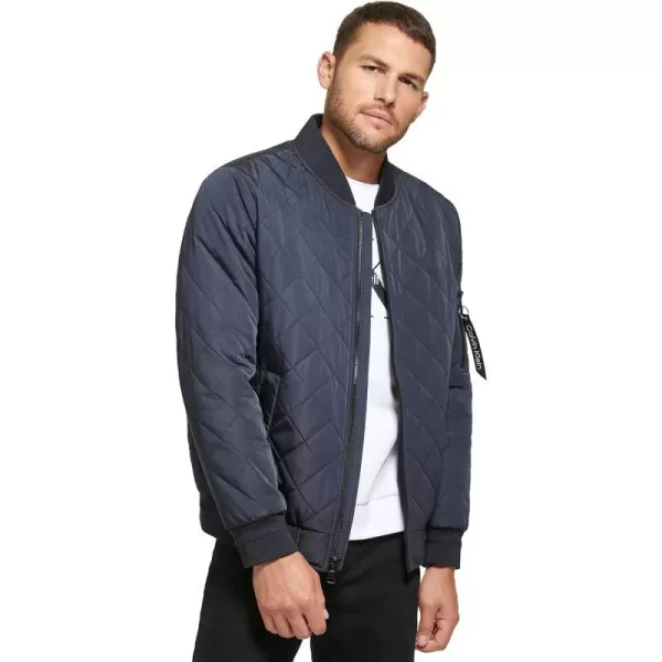 Calvin Klein Mens Quilted Zipper Detail Flight JacketTrue Navy