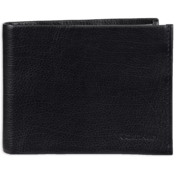 Calvin Klein Mens RFID Leather Minimalist Bifold WalletBlack Passcase Individual Wallet