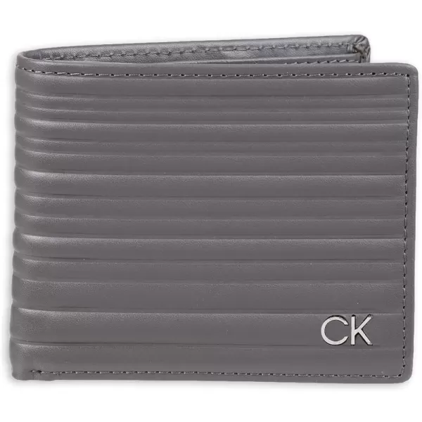 Calvin Klein Mens RFID Leather Minimalist Bifold WalletGrey Passcase Individual Wallet