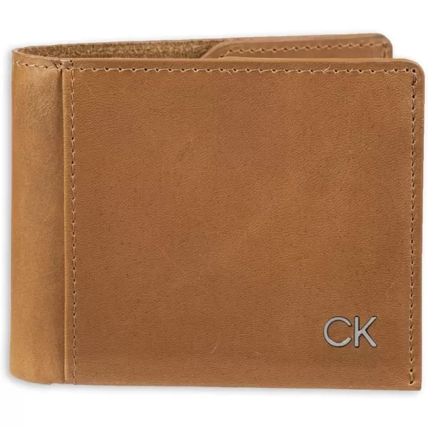 Calvin Klein Mens RFID Leather Minimalist Bifold WalletTan Slimfold Individual Wallet