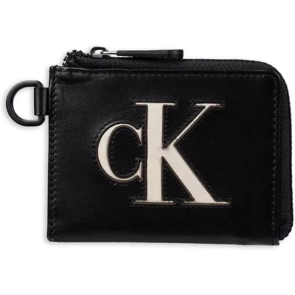 Calvin Klein Mens RFID Leather Slim Minimalist Card Case Wallet and Wallet SetsBlack Half Zip Individual Wallet