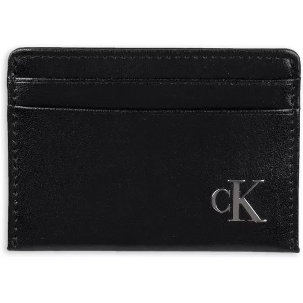 Calvin Klein Mens RFID Leather Slim Minimalist Card Case Wallet and Wallet SetsClassic Black Individual Wallet