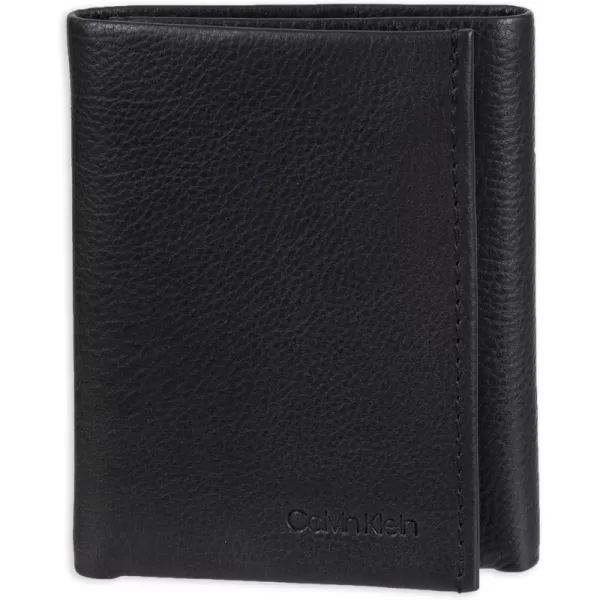 Calvin Klein Mens RFID Slim Minimalist Leather Trifold WalletBlack