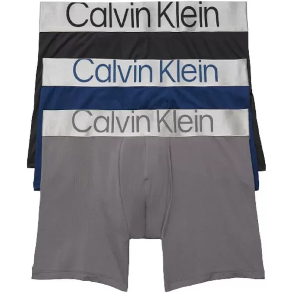 Calvin Klein Mens Reconsidered Steel Micro 3Pack Boxer BriefBlack Grey Sky Lake Crest