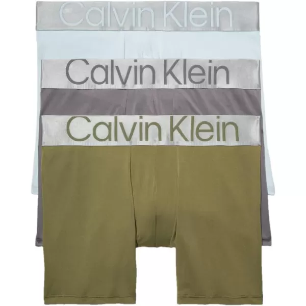 Calvin Klein Mens Reconsidered Steel Micro 3Pack Boxer BriefNapa Palest Blue Grey Sky