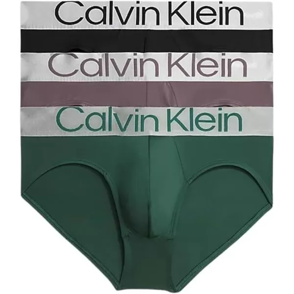 Calvin Klein Mens Reconsidered Steel Micro 3Pack Hip BriefBlackSparrowGarden Topiary