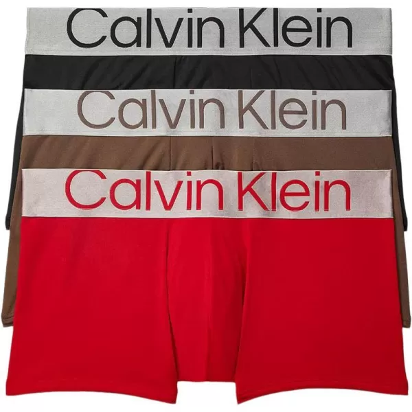 Calvin Klein Mens Reconsidered Steel Micro 3Pack TrunkBig City Tan Berry Sangria Black