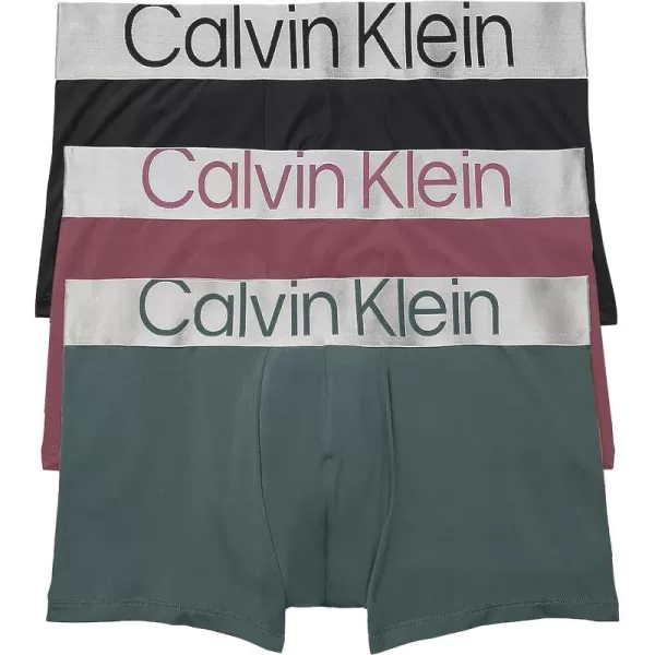 Calvin Klein Mens Reconsidered Steel Micro 3Pack TrunkBlackDark SlateCrushed Berry