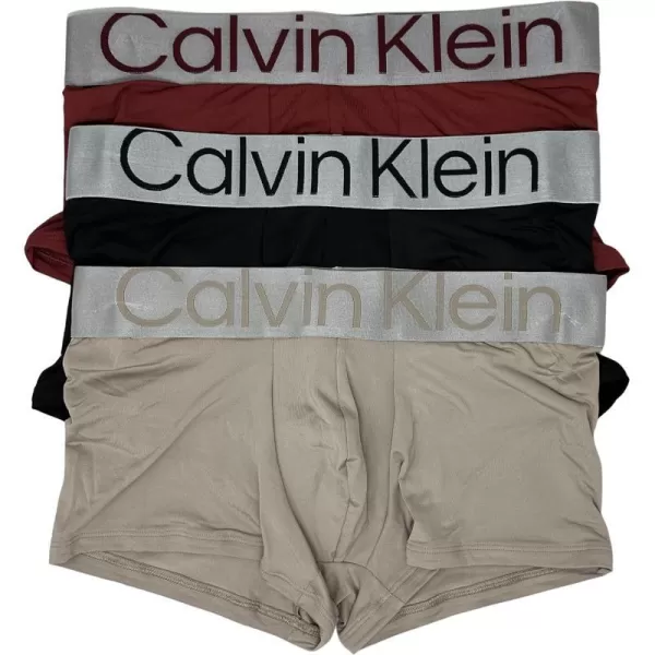 Calvin Klein Mens Reconsidered Steel Micro 3Pack TrunkBlackTuffetRed Carpet