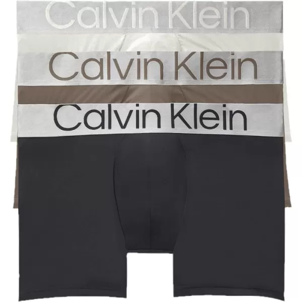 Calvin Klein Mens Reconsidered Steel Micro 3Pack TrunkSnow Cone Natural Gray Black