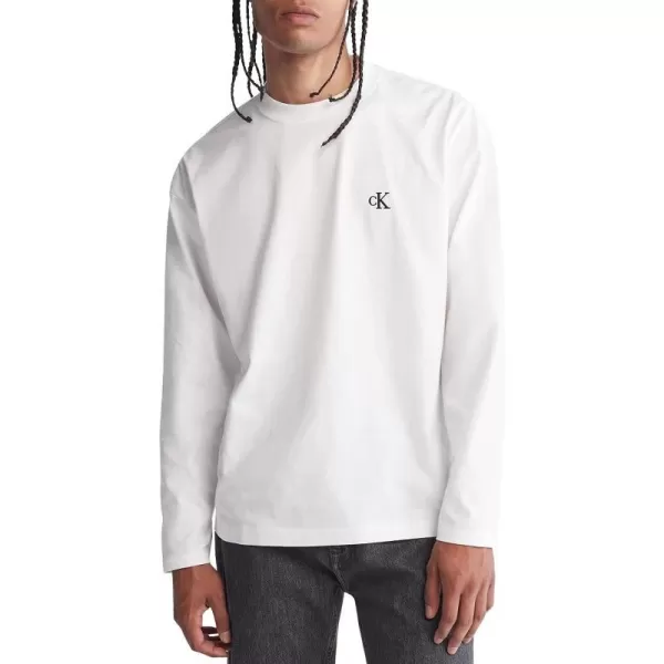 Calvin Klein Mens Relaxed Fit Archive Logo Crewneck Long Sleeve TeeBrilliant White