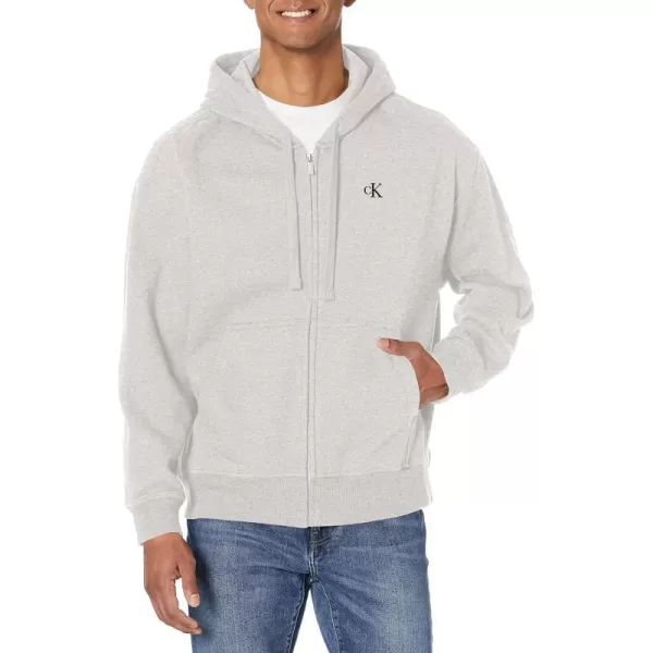 Calvin Klein Mens Relaxed Fit Archive Logo Fleece Full Zip HoodieGrey Heather