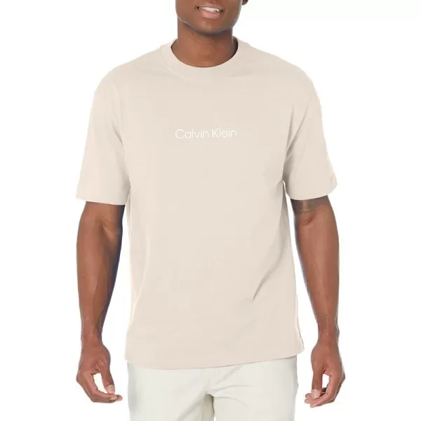 Calvin Klein Mens Relaxed Fit CK Logo Crewneck TShirtBeige Heather