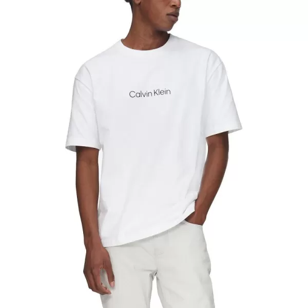 Calvin Klein Mens Relaxed Fit CK Logo Crewneck TShirtBrilliant White