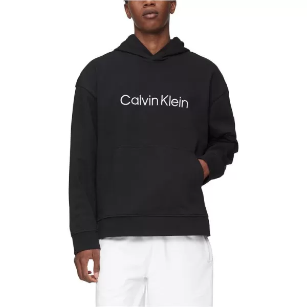 Calvin Klein Mens Relaxed Fit Logo French Terry HoodieBlack Beauty