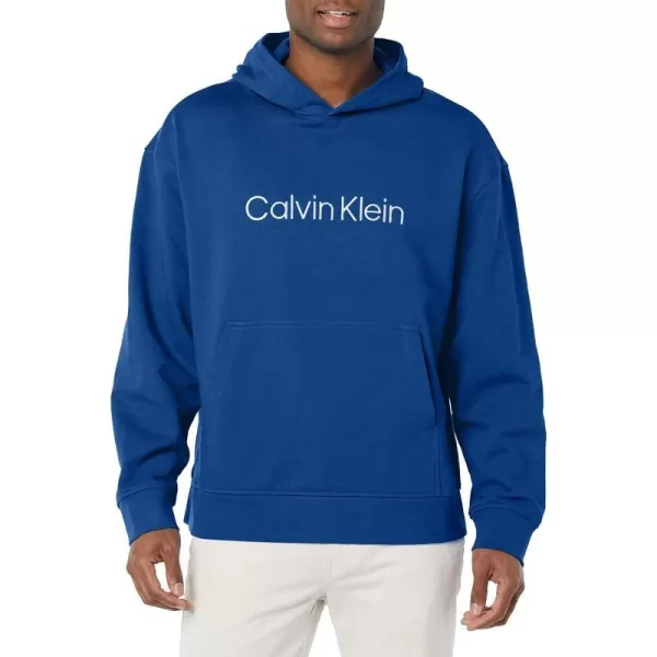 Calvin Klein Mens Relaxed Fit Logo French Terry HoodieBlue Herald