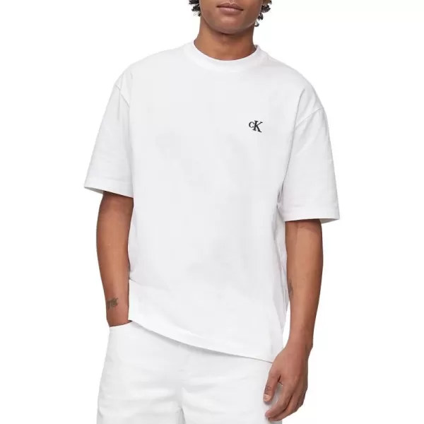 Calvin Klein Mens Relaxed Fit Monogram Logo Crewneck TShirtBrilliant White