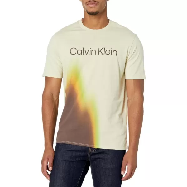 Calvin Klein Mens Relaxed Spray Painted Crewneck TShirtAsparagus Green