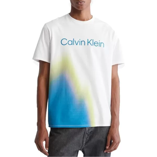 Calvin Klein Mens Relaxed Spray Painted Crewneck TShirtBrilliant White