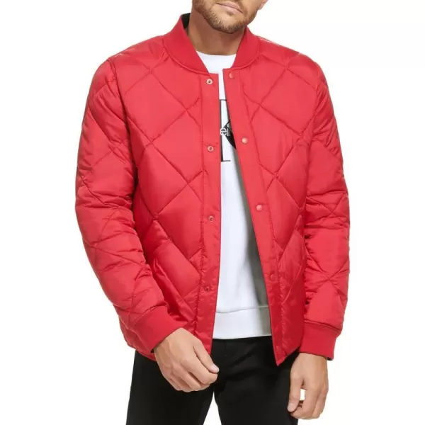 Calvin Klein Mens Reversible Diamond Quilted JacketDeep Red