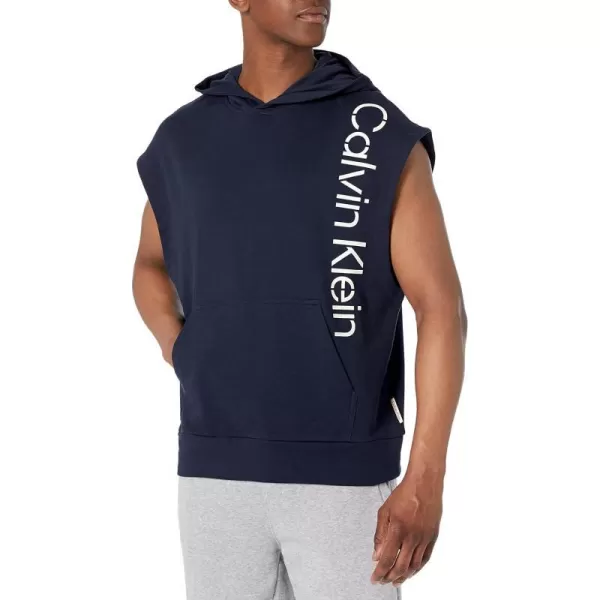 Calvin Klein Mens Sleeveless Relaxed Stencil Logo Pullover HoodieDark Sapphire