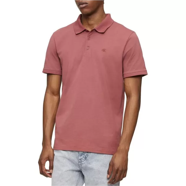 Calvin Klein Mens Smooth Cotton Monogram Logo Polo ShirtApple Butter