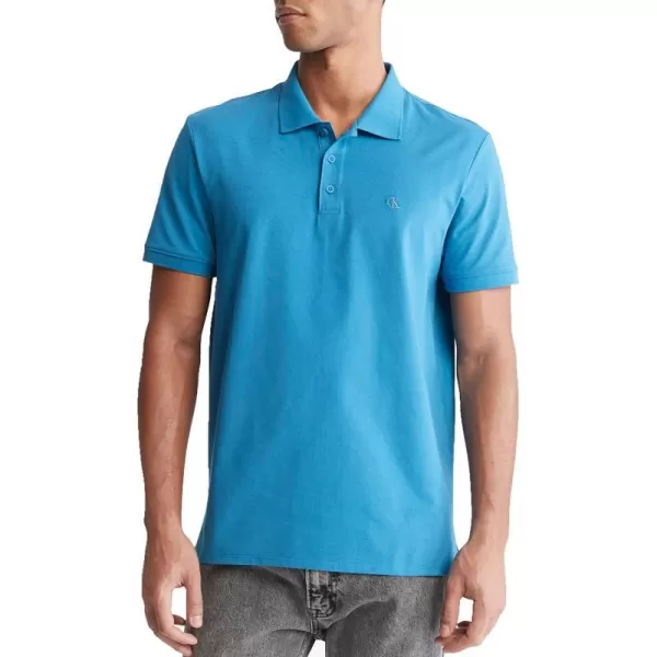 Calvin Klein Mens Smooth Cotton Monogram Logo Polo ShirtFaience