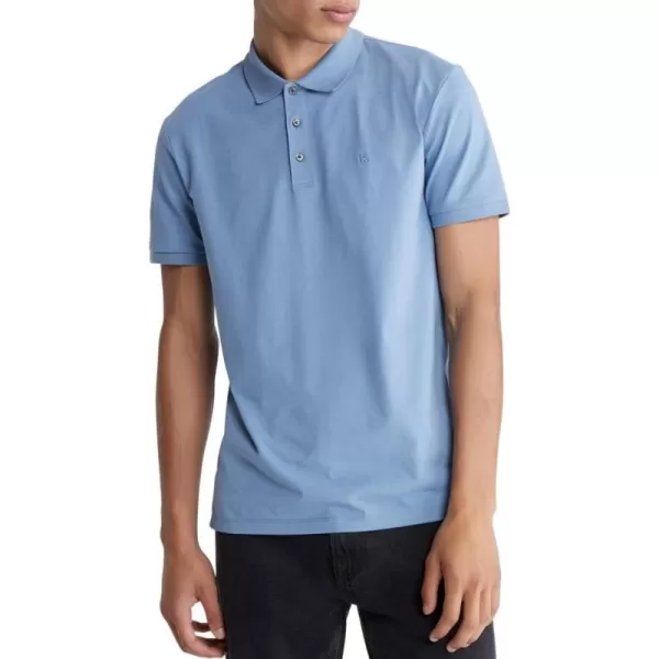 Calvin Klein Mens Smooth Cotton Monogram Logo Polo ShirtInfinity