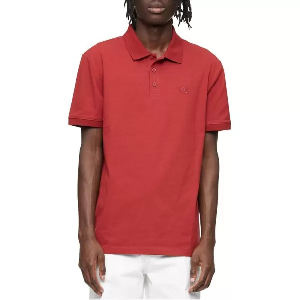 Calvin Klein Mens Smooth Cotton Monogram Logo Polo ShirtKaranda Red