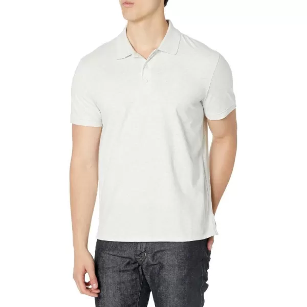 Calvin Klein Mens Smooth Cotton Monogram Logo Polo ShirtLight Grey Heather