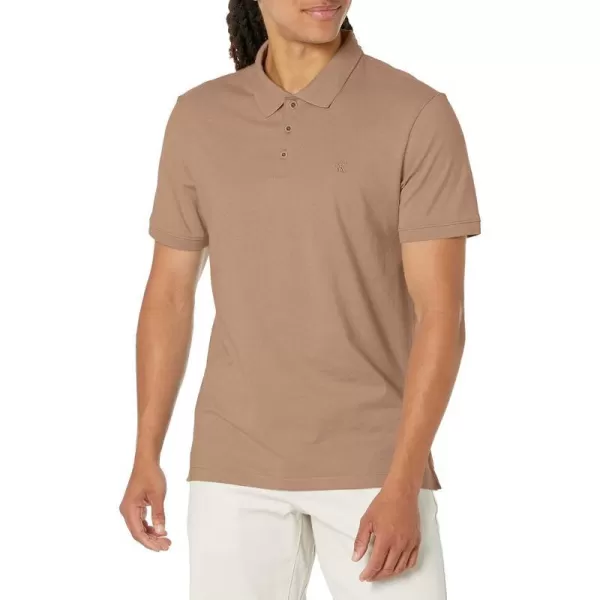 Calvin Klein Mens Smooth Cotton Monogram Logo Polo ShirtMauve Brown