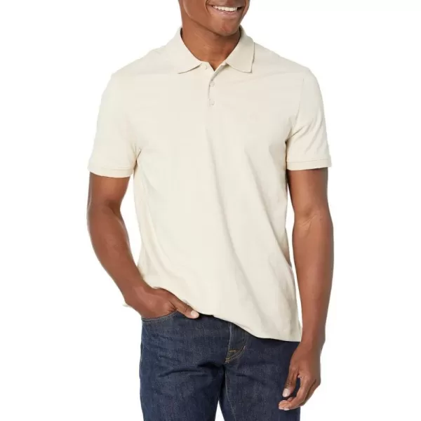 Calvin Klein Mens Smooth Cotton Monogram Logo Polo ShirtMudstone