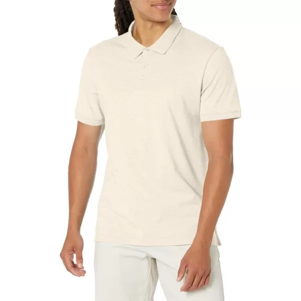 Calvin Klein Mens Smooth Cotton Monogram Logo Polo ShirtNatural Heather