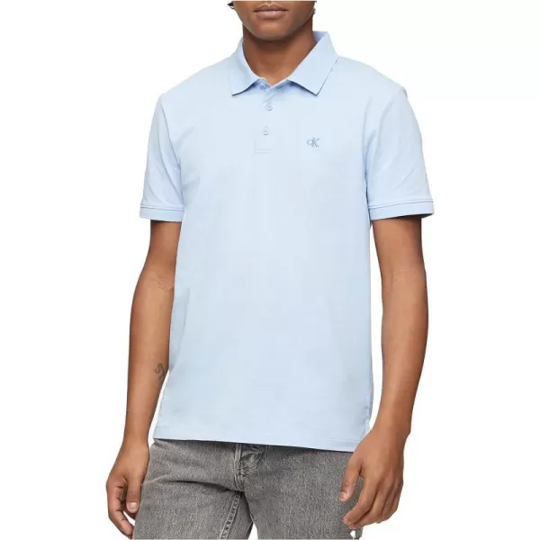 Calvin Klein Mens Smooth Cotton Monogram Logo Polo ShirtSerenity