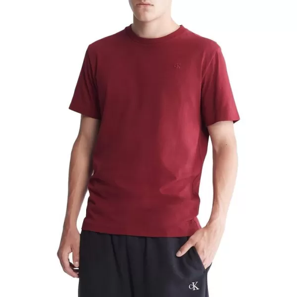 Calvin Klein Mens Smooth Cotton Solid Crewneck TShirtRed Carpet